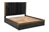 Allure Modern Style King Bed Made With Mango Wood and Finished with Brass Metal