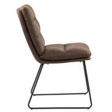 Set of 2 Brown Faux Leather Upholstered Side Chair
