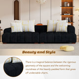 103.9" Black Corduroy Fabric Comfy Sofa with 4 Pillows
