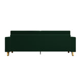 Green color Velvet Upholstered Sofa Square Arm with metal legs