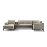 3-Piece U-Shape, Texture Sand Upholstered Sectional Couch Sofa Set with Reversible Chaise Lounge