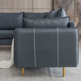 L-Shaped Corner Sectional Technical leather Sofa-Drak Grey, 92.5*92.5''