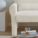 modern teddy boucle fabric accent chair with lumbar pillow