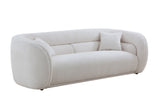 White Boucle Fabric Mid Century Modern Curved Sofa