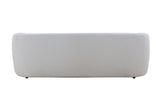 White Boucle Fabric Mid Century Modern Curved Sofa