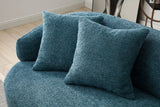 Blue Boucle sofa Mid Century Modern Curved Sofa