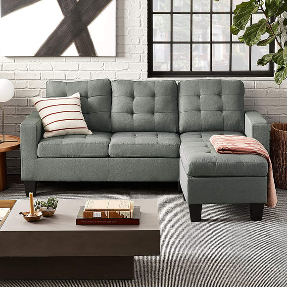 Earsom Sectional Sofa in Gray Linen