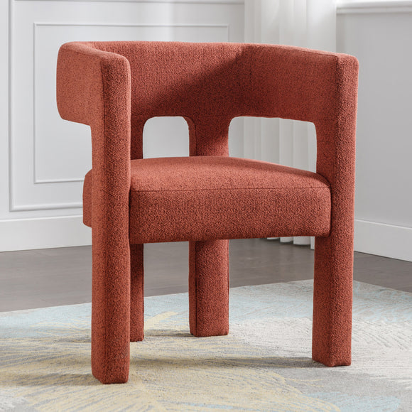 Orange Fabric Upholstered Accent Chair