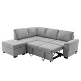 Sleeper Sectional with Storage Ottoman & Hidden Arm Storage & USB Charge