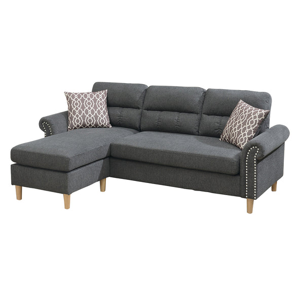 2 Piece Contemporary Sectional Set with Tufted Back, Gray
