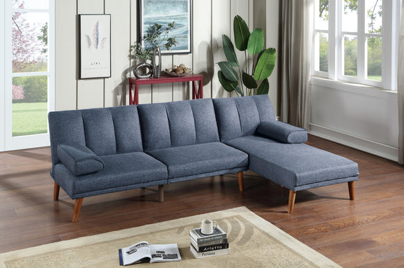 Navy Color 2pc Sectional w/ Solid wood Legs