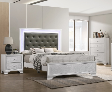FROST WHITE LED LIGHT UP QUEEN BED FRAME