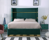 ASPEN TUFTED BED IN GREEN VELVET WITH GOLD ACCENTS
