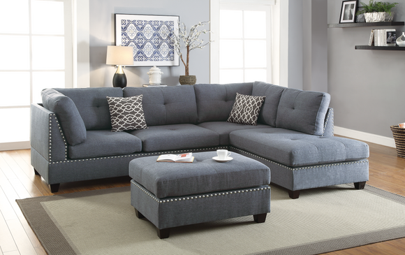 3-PC SECTIONAL in Blue Gray