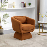 28"W Swivel Accent Chair and Comfy Accent Sofa Chair for Living Room, 360 Degree Club Chair, Leisure Chair for Bedroom Living Room Lounge Hotel Office (Caramel Boucle)