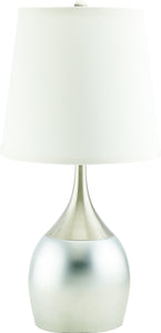 SILVER BASE TABLE TOUCH LAMP WITH WHITE SHADE BY CROWNMARK AVAILABLE IN HOUSTON, DALLAS, SAN ANTONIO, & AUSTIN  SKU 6238-TSN-2