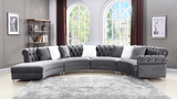 FENDI 4PC ROUND SECTIONAL IN GRAY VELVET By HH AVAILABLE IN HOUSTON, DALLAS, AUSTIN, SAN ANTONIO, & NATIONWIDE