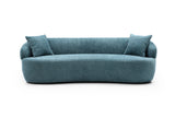 Blue Boucle sofa Mid Century Modern Curved Sofa
