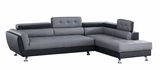 IZZI BONDED LEATHER SECTIONAL WITH FLIP TOP HEADRESTS IN GRAY BY NEW ERA AVAILABLE IN HOUSTON, DALLAS, SAN ANTONIO, & AUSTIN  SKU S4545GY