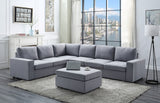 Bayside 120" Light Gray Linen 7 Seat Reversible Modular Sectional Sofa