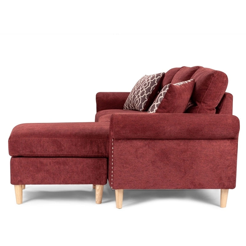 Paprika Red Color Polyfiber Reversible Sectional