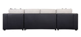 Merill Sectional Sofa w/Sleeper , Beige Fabric & Black PU