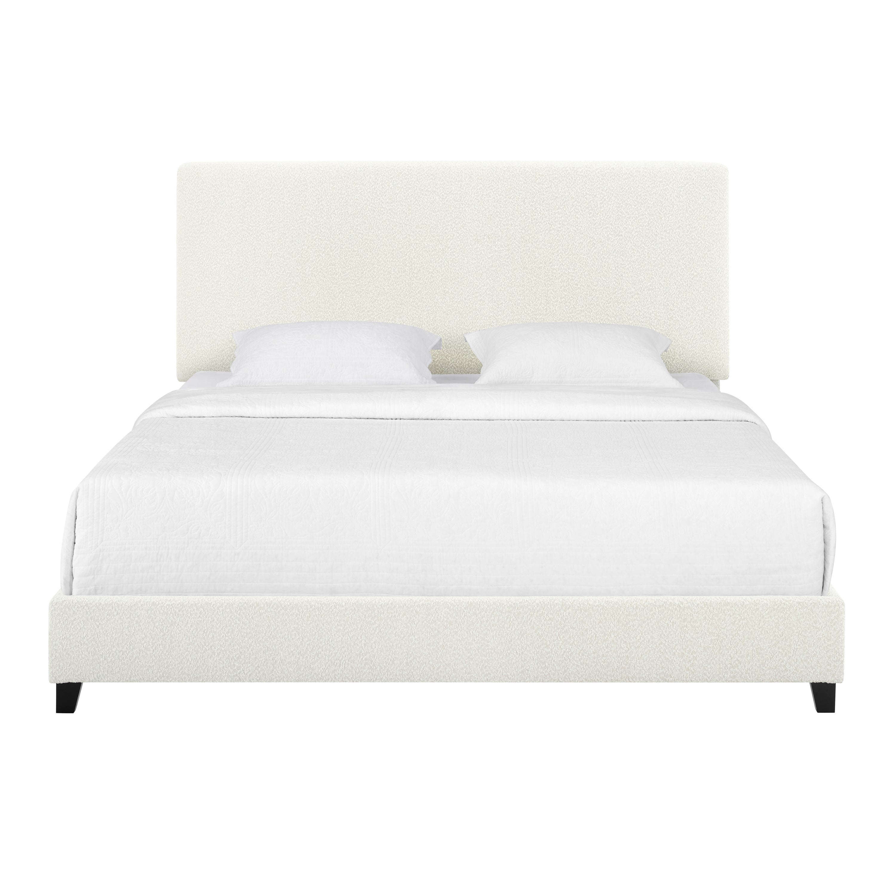 Bridgevine Home King Size White Boucle Upholstered Platform Bed