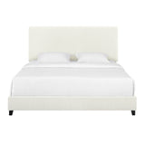 Bridgevine Home King Size White Boucle Upholstered Platform Bed