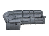 Dollum Sectional Sofa  in Two Tone Gray Velvet