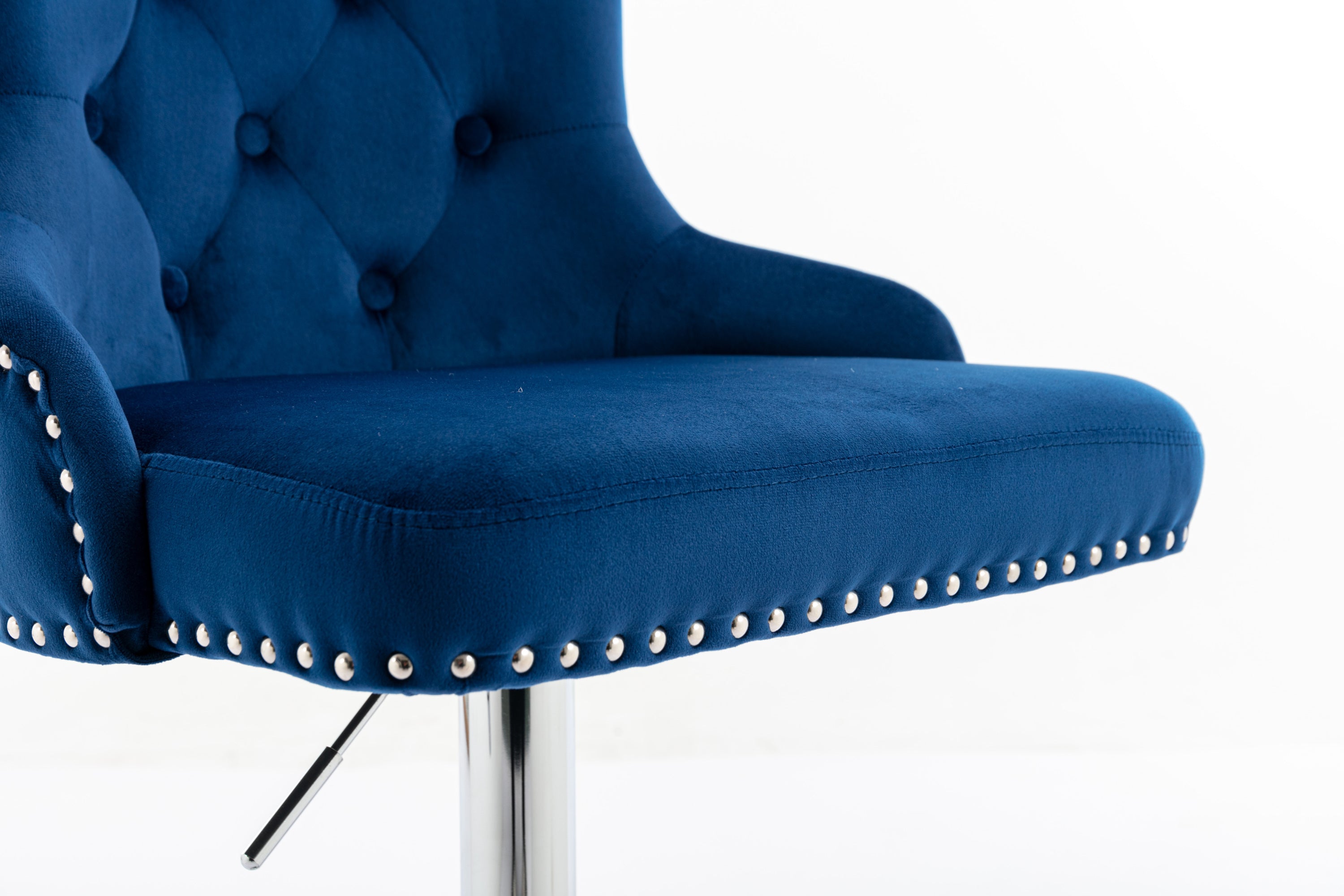 Swivel Velvet Barstools Adjusatble Seat Height , Modern Upholstered Bar Stools with Backs Comfortable Tufted for Home Pub and Kitchen Island（Dark Navy,Set of 2）