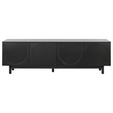 ON-TREND Graceful TV Stand with Arch Cabinets for TVs Up to 78'', Minimalist Entertainment Center with Solid Wood Legs, Practical Media Console with Adjustable Shelves for Living Room, Black