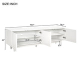 ON-TREND Graceful TV Stand with Arch Cabinets for TVs Up to 78'', Minimalist Entertainment Center with Solid Wood Legs, Practical Media Console with Adjustable Shelves for Living Room, White