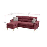 Velvet Reversible Sectional Sofa in Paprika Red