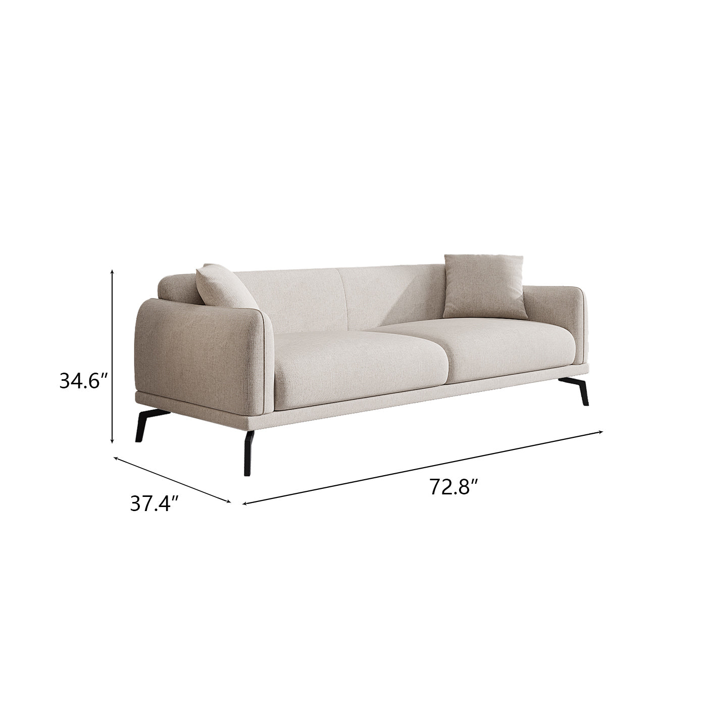 Modern Minimalist Winceyette Sofa 72.8 x 37.4 x 34.6 in