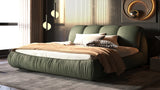 King Size Luxury Upholstered Platform Bed with Oversized Padded Backrest and Solid Wood Frame,suitable for Multiple heights of mattresses,Green(Old Sku:W1885S00019)