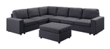 Casey 120" Modular Sectional Sofa with Ottoman in Dark Gray Linen