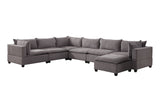 Madison Light Gray Fabric 7 Piece Modular Sectional Sofa Chaise