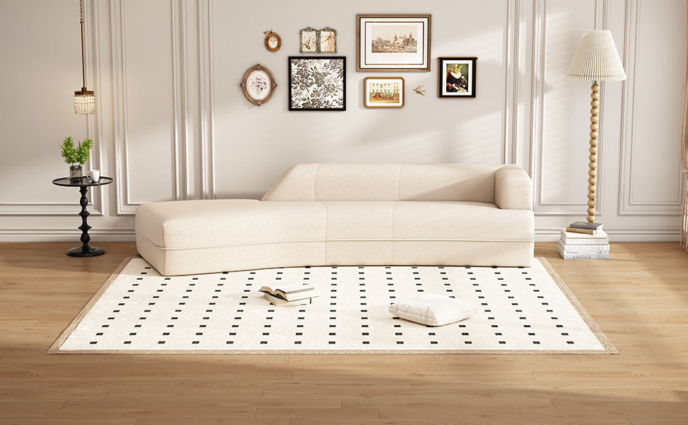 109.4" Beige Curved Chaise Lounge