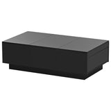 [VIDEO provided] ON-TREND Coffee Table with 2 large Hidden Storage Compartment, Extendable Cocktail Table with 2 Drawers, High-gloss Center Table with Sliding Top for Living Room, 39.3"x21.6", Black