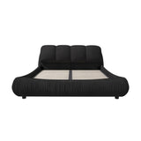 Queen Size Upholstered Platform Bed with Oversized Padded Backrest, Thickening Pinewooden Slats and Solid Wood Leg,Black