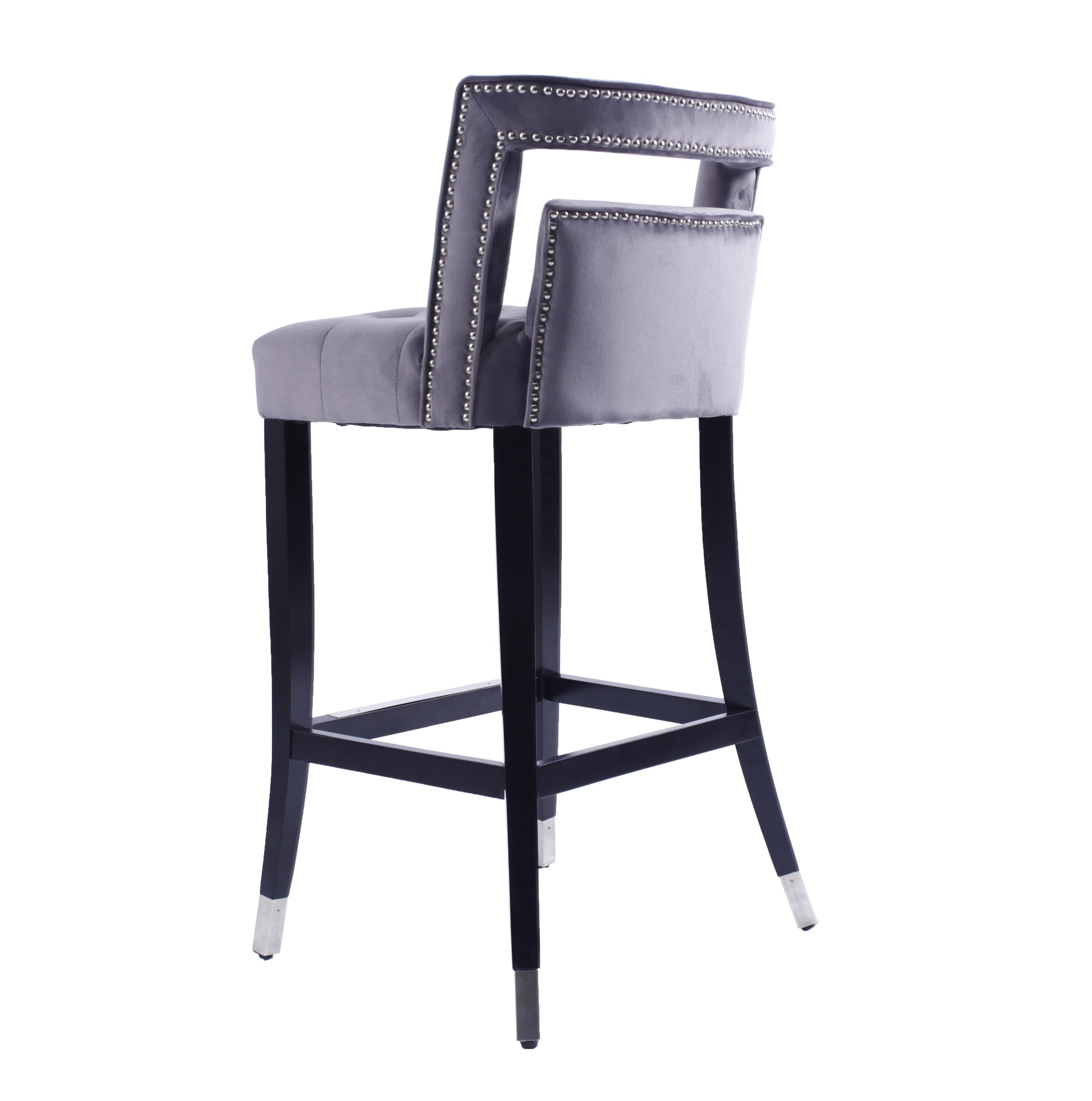 2 pcs Set 30 inch Velvet Barstool with nailheads