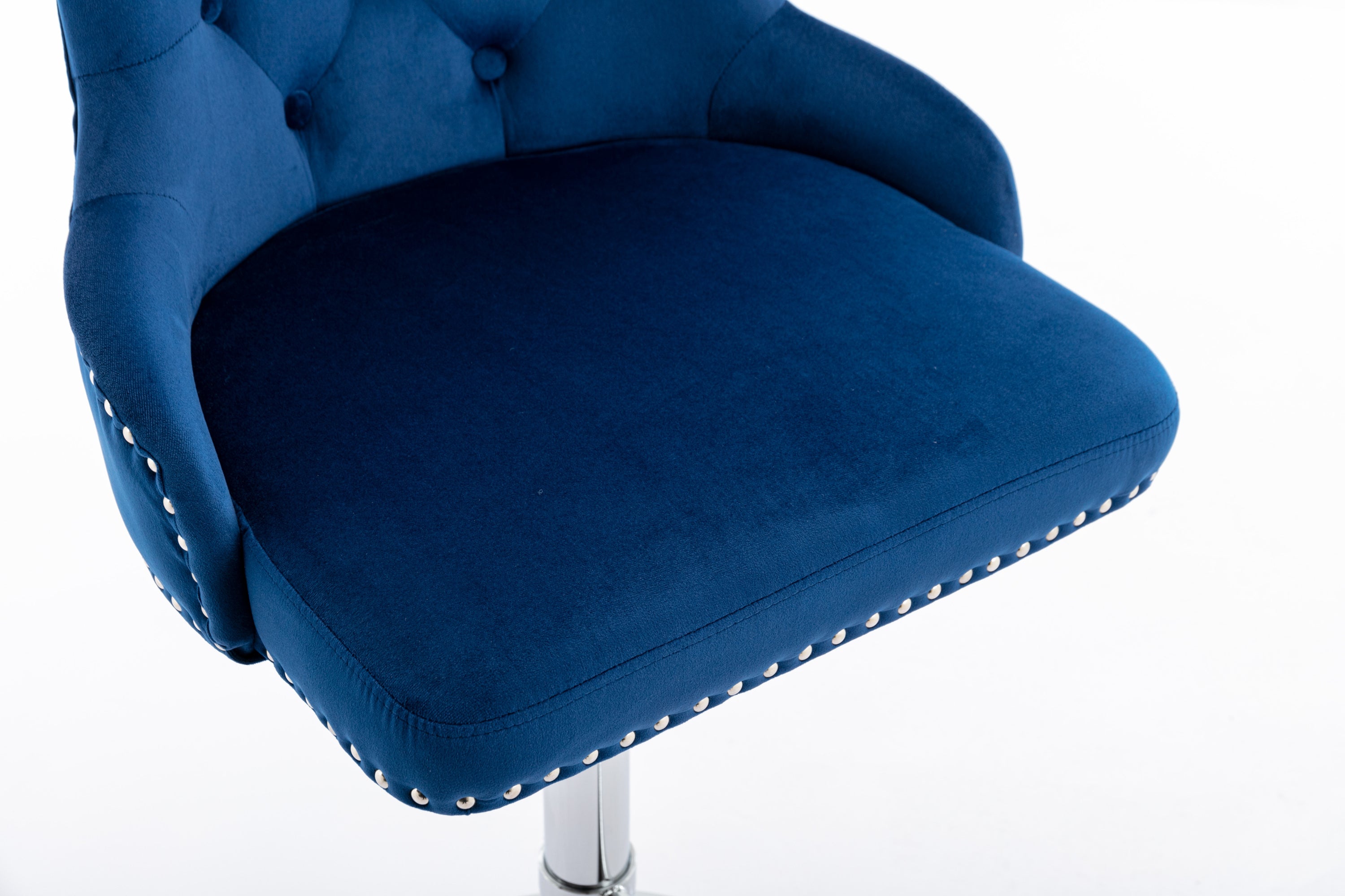 Swivel Velvet Barstools Adjusatble Seat Height , Modern Upholstered Bar Stools with Backs Comfortable Tufted for Home Pub and Kitchen Island（Dark Navy,Set of 2）