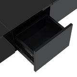 [VIDEO provided] ON-TREND Coffee Table with 2 large Hidden Storage Compartment, Extendable Cocktail Table with 2 Drawers, High-gloss Center Table with Sliding Top for Living Room, 39.3"x21.6", Black