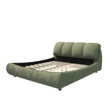 Queen Size Luxury Upholstered Platform Bed with Oversized Padded Backrest and Solid Wood Frame,suitable for Multiple heights of mattresses,Green(Old Sku:W1885S00018)