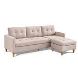 87" Wide Beige Reversible Sectional Sofa with Ottoman