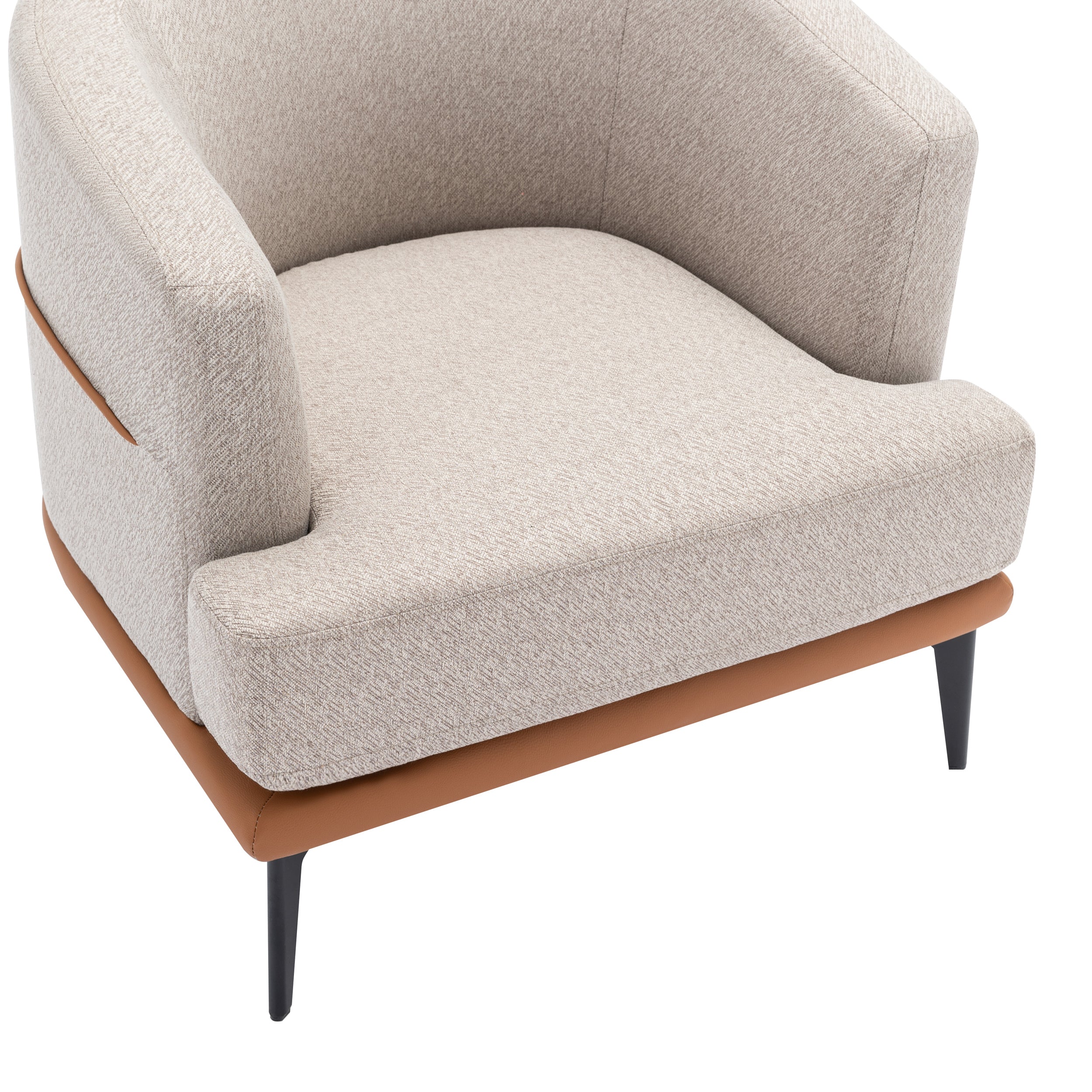 Modern Two-tone Burnt Orange Barrel Fabric Chair