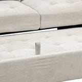 Light Gray Sectional with Storage Rack Pull-out Bed Drop Down Table  and USB Charger