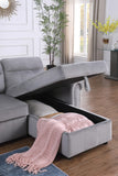 Ashton Gray Velvet Fabric Reversible Sleeper Sectional Sofa Chaise