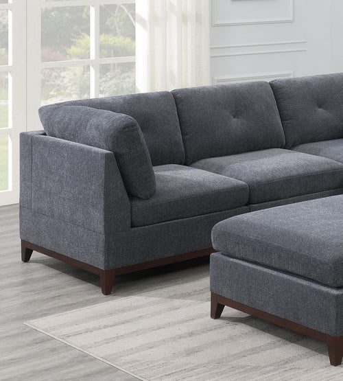 Ash Grey Chenille Fabric Modular Sectional 6pc Set