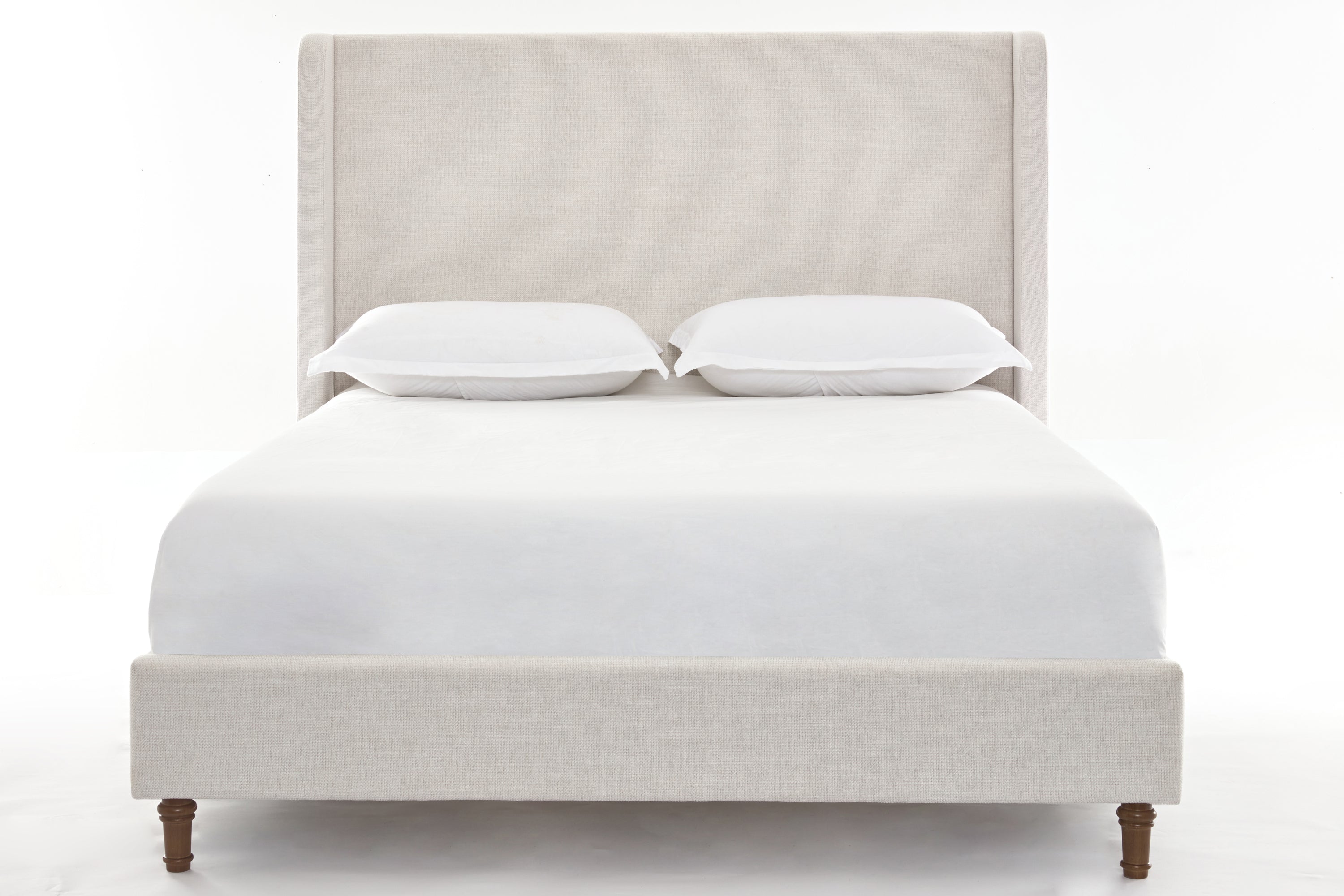 Harper Tall Headboard Upholstered Bed / 54" High Headboard / Elegant Simplicity / No Box Spring Needed / Easy Assembly / King / Textured Ivory Canvas